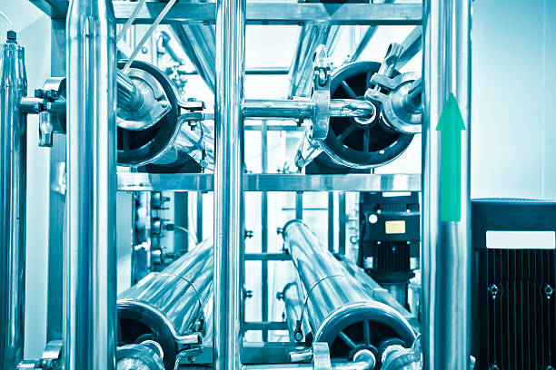 sistema de purificación de agua - sewage treatment plant factory quality control scientific experiment fotografías e imágenes de stock