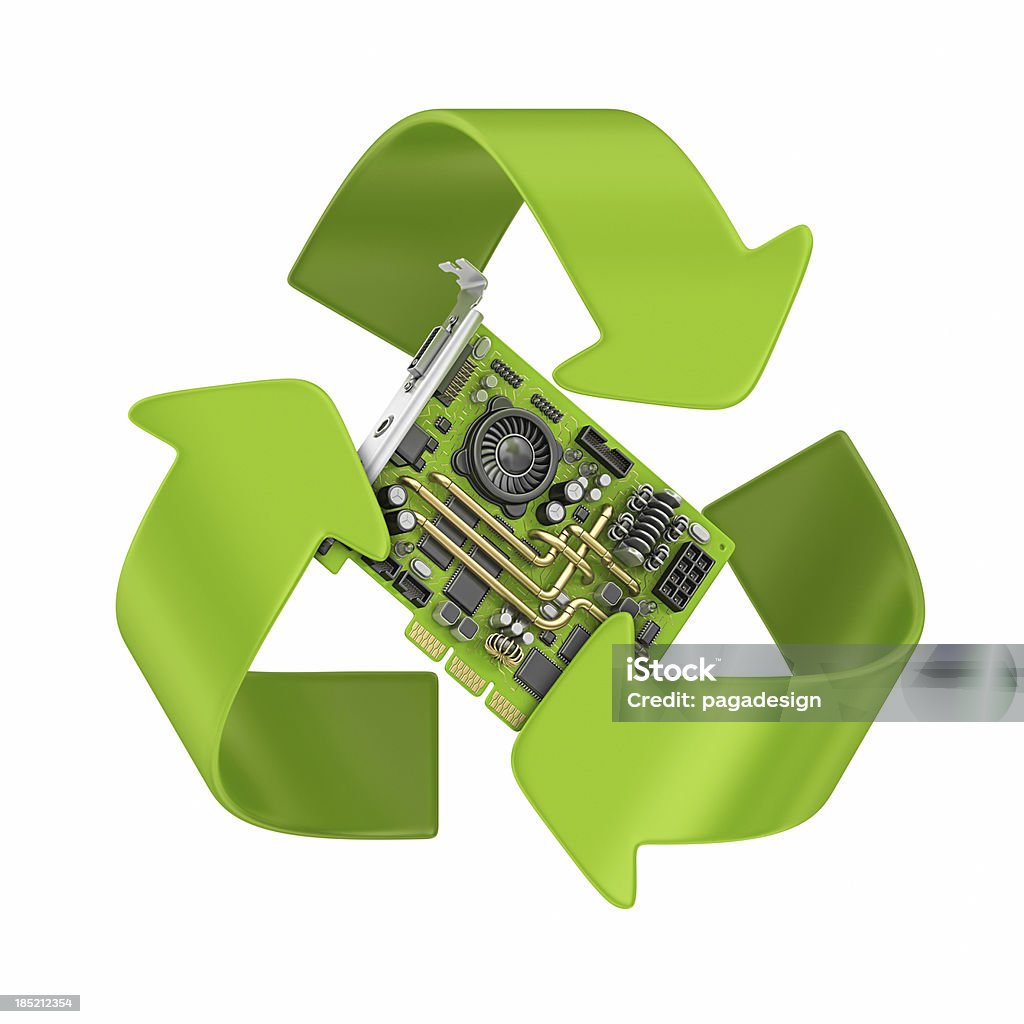 3 D render von computer part und recycling-symbol - Lizenzfrei Recycling Stock-Foto