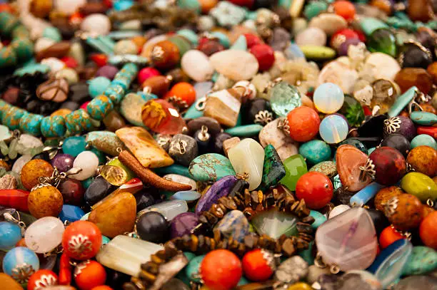 Photo of Heap of colorful bright stone jewelry