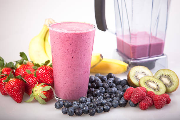 Fruit and smoothie stock photo