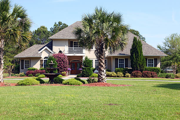 Beautiful home with a palmetto - South Carolina stock photo