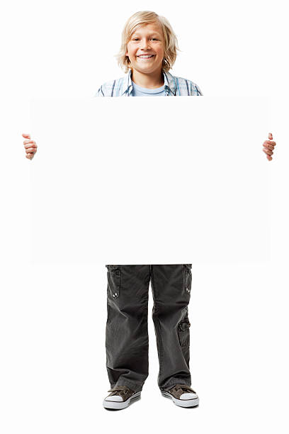 istock Cute Boy Holding Placard - Isolated 185213307