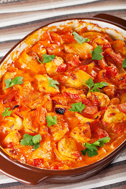 istock Casserole with chicken, potatos and tomatos 185213357
