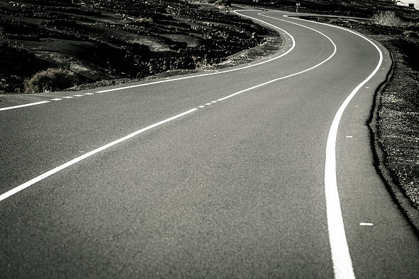istock Winding Road in Black and White, Canary Islands 185213453