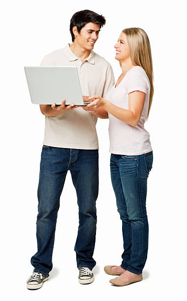 istock Couple Holding Laptop - Isolated 185213732