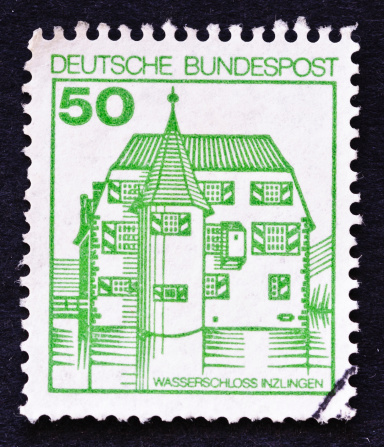 Old German post stamps, stamp collection. Germany before European union.Year 1966.