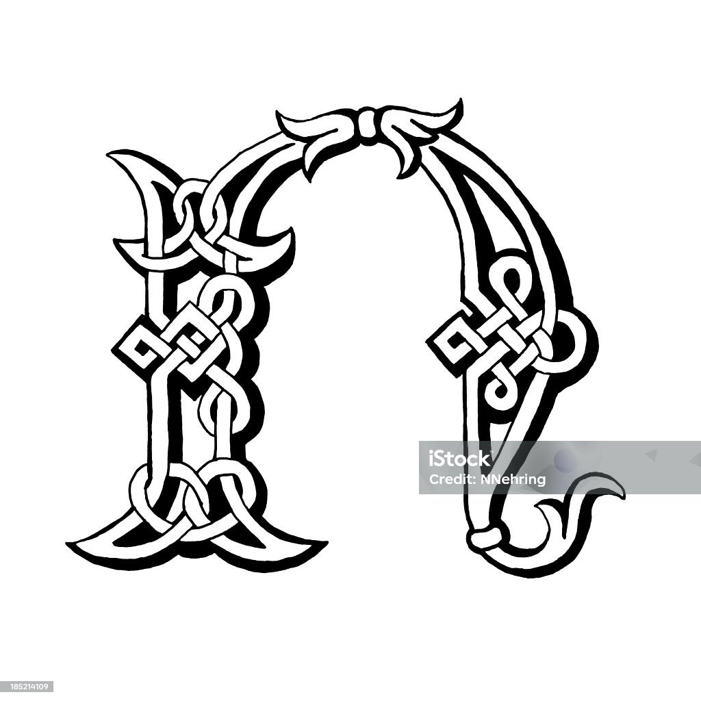 Celtic Letra N - Ilustração de Caligrafia royalty-free
