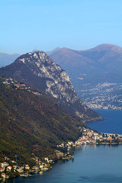 istock Lake and cities Lugano, Melide in Ticino 185214356