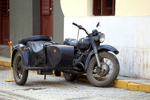 Sidecar parked on the street of Old Havana, Cuba.