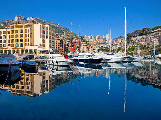 Monaco Residential Yacht Marina Reflection stock photo