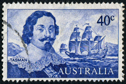 Cancelled Stamp From Australia Featuring Tthe Dutch Explorer Abel Janszoon Tasman Who Was The First European To Have Discovered What Is Now Tasmania