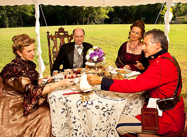 tea-party - old fashioned tea cup victorian style beauty stock-fotos und bilder