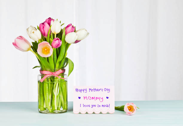 istock Mother's Day Card and Flowers from Child - Horizontal 185215630