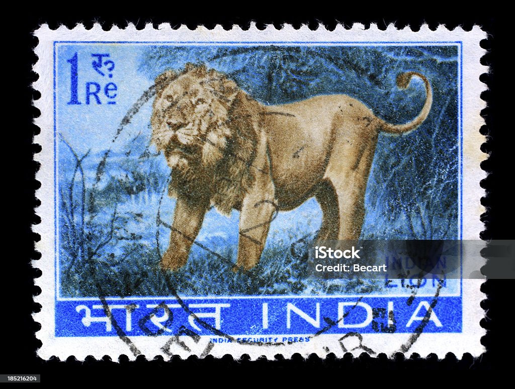 Postmark Indian Lion Postmark Indian Lion isolated on black backgroundMore similar inside lightboxes: Animal Stock Photo