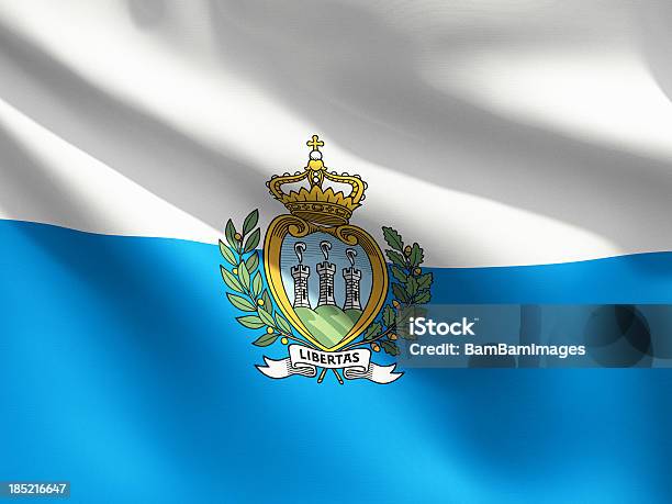 Foto de Detalhe Da Bandeira De San Marino e mais fotos de stock de Bandeira - Bandeira, San Marino, Azul