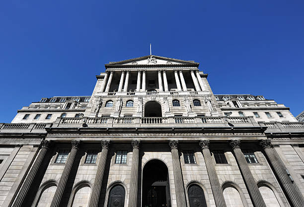 Bank of England "Front elevation looking up at the Bank of England buildingLondon, UK" bank of england stock pictures, royalty-free photos & images