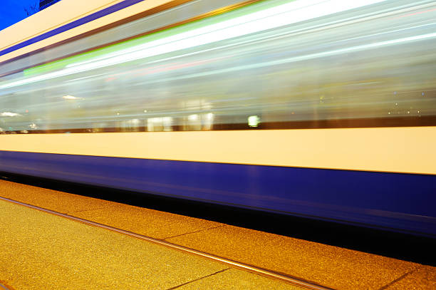 istock Motion blurred street car, tram 185217472