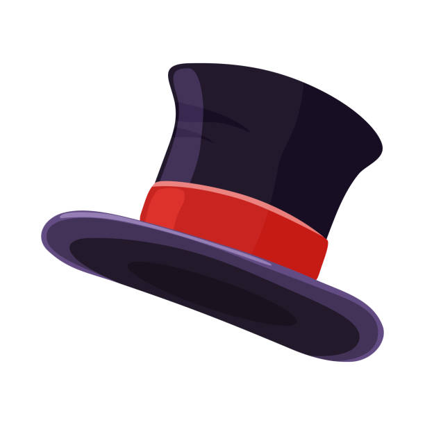 istock Top hat with red band, mens hat with a red ribbon 1852179339