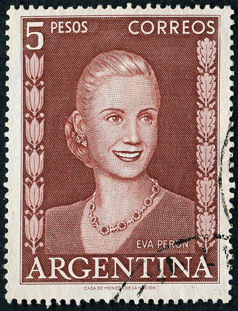 eva perón stamp - argentinian culture foto e immagini stock