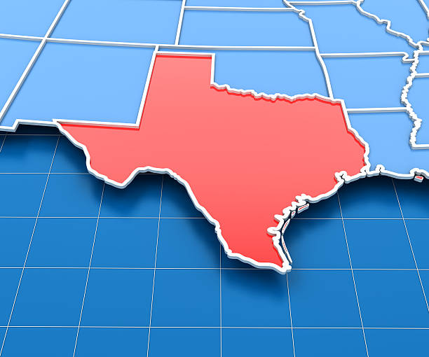 istock 3d render of USA map with Texas State highlighted 185218065