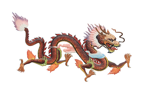 Red dragon on white backgrounds.