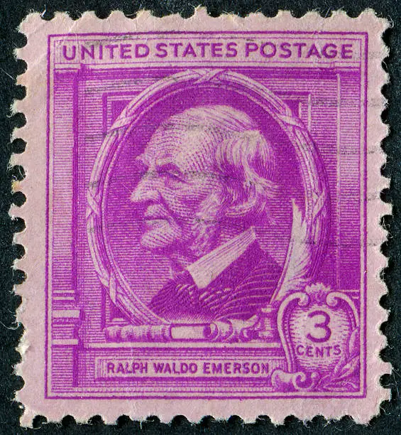 Cancelled Stamp From The United States Featuring The Poet Ralph Waldo Emerson.  Emerson Lived From 1803 Until 1882.