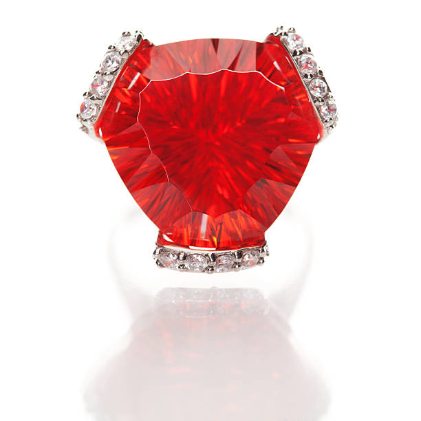istock Fashion ring with red heart shaped gem 185219066