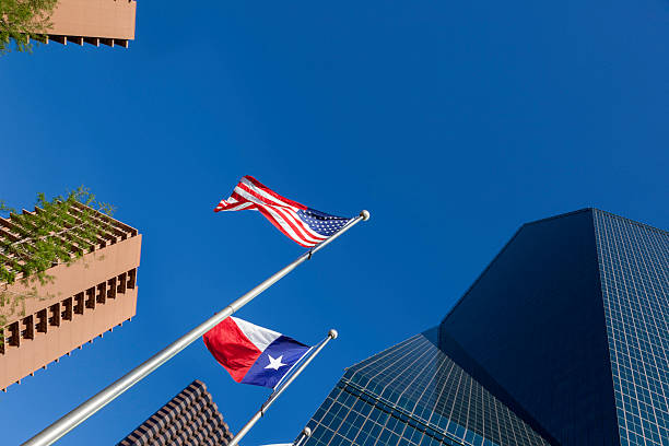 istock Dallas cityscape and flags 185219152