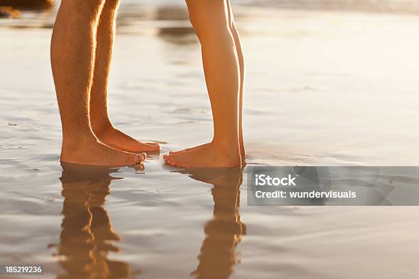 Couples Feet On Beach Stock Photo - Download Image Now - Adult, Adults Only, Barefoot