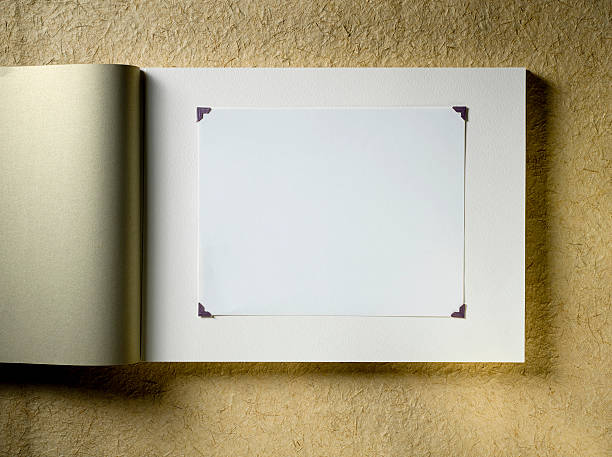 Photo album Blank traditional photo album on a paper background. scrapbook stock pictures, royalty-free photos & images