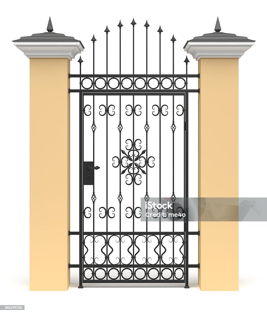 3 d com decoração portão de ferro forjado - Foto de stock de Portão royalty-free