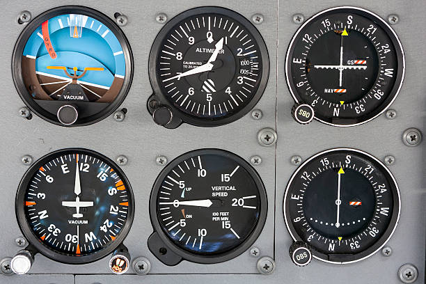 cabine de piloto de avião do painel de instrumentos - cockpit dashboard airplane control panel imagens e fotografias de stock