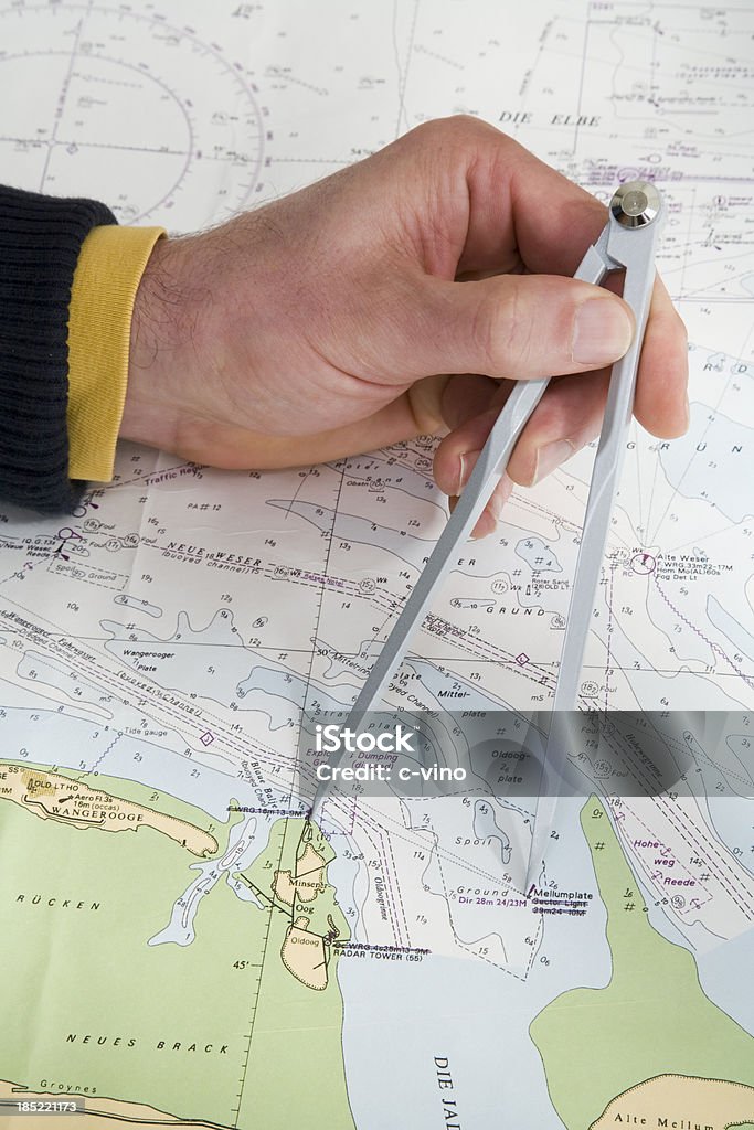 Carta Marítima, Agulha magnética - Royalty-free Mapa Foto de stock
