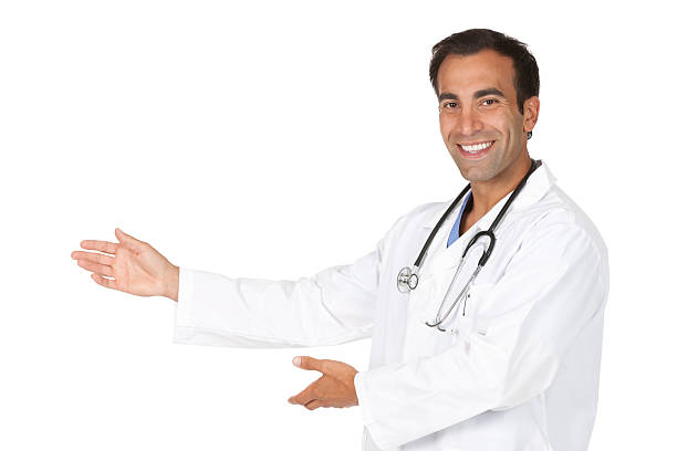 Confident male doctor gesturing