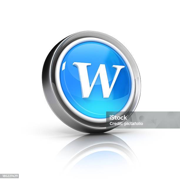 W Letter Icon Stock Photo - Download Image Now - Alphabet, Blue, Circle