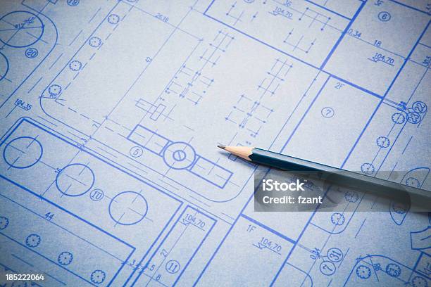 Architecture Blueprint Отделкой — стоковые фотографии и другие картинки План здания - План здания, Фабрика, Machinery