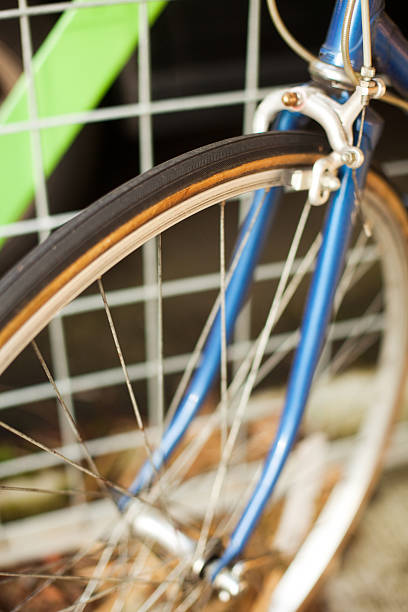 istock Close up of Bicycle Front Wheel and Spokes 185222139