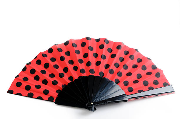 istock Red fan with black polka dots 185222759