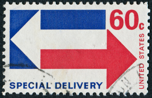 Cancelled United States of America 60 cents stamp for Special Delivery.