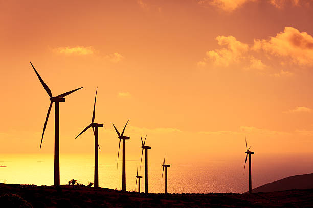 istock Wind turbine Farm at Sunset, Green Energy 185222884