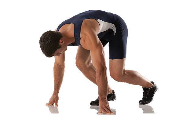 istock Male runner at the starting line 185223011