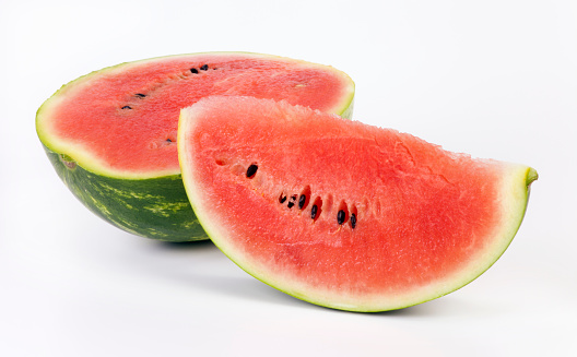 Sliced watermelon isolated on white background.