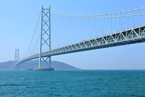 ponte di akashi - kobe bridge japan suspension bridge foto e immagini stock