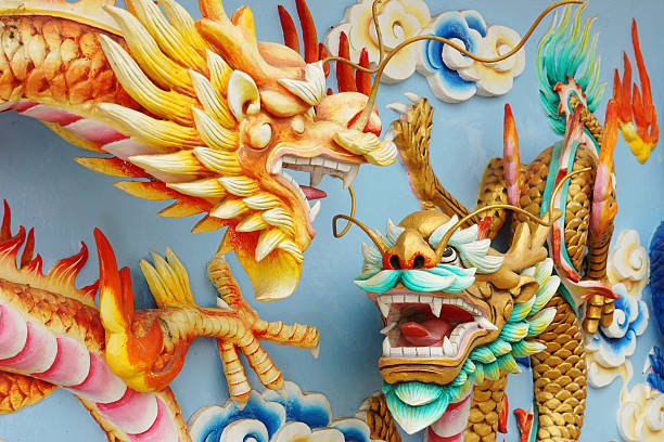 istock Dragon Fighting Sculpture at Chinese Temple 185223465