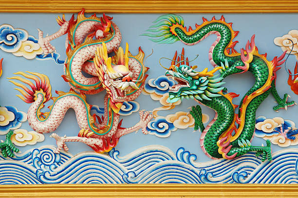 istock Dragon Fighting Sculpture at Chinese Temple 185223468