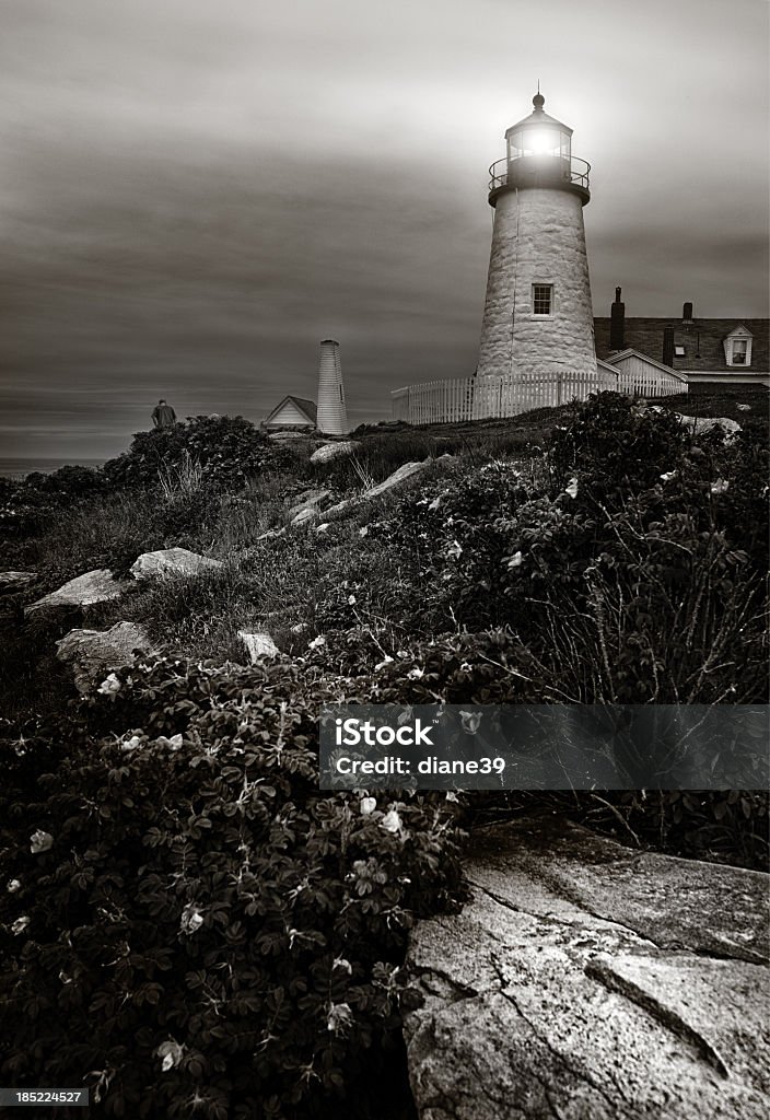Faro de Pemaquid, Maine - Foto de stock de Blanco y negro libre de derechos