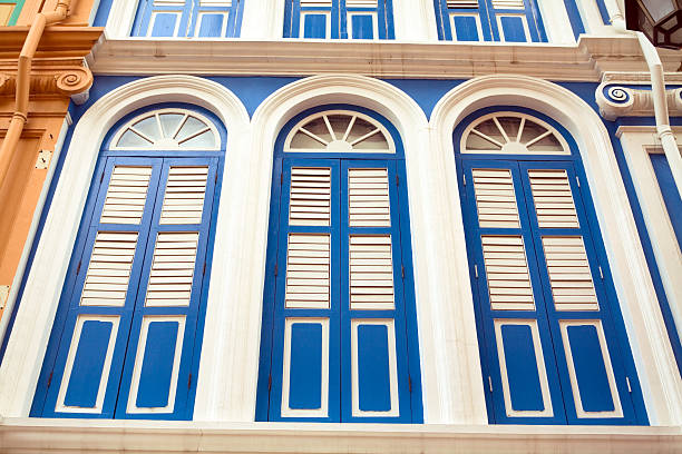 istock Blue shutters in China Town 185224581
