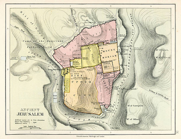 карта древнего иерусалим - israel map cartography jerusalem stock illustrations