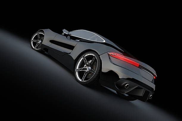 istock Black sport car on dark background 185225076