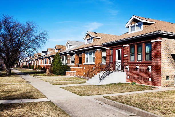Chicago Bungalows in a Southwest Side Neighborhood  bungalow photos stock pictures, royalty-free photos & images